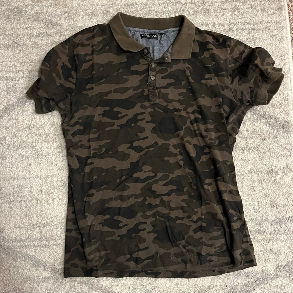 Brave Soul London Camo Polo